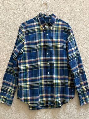 Ralph Lauren Navy Plaid Button-Down Shirt XL